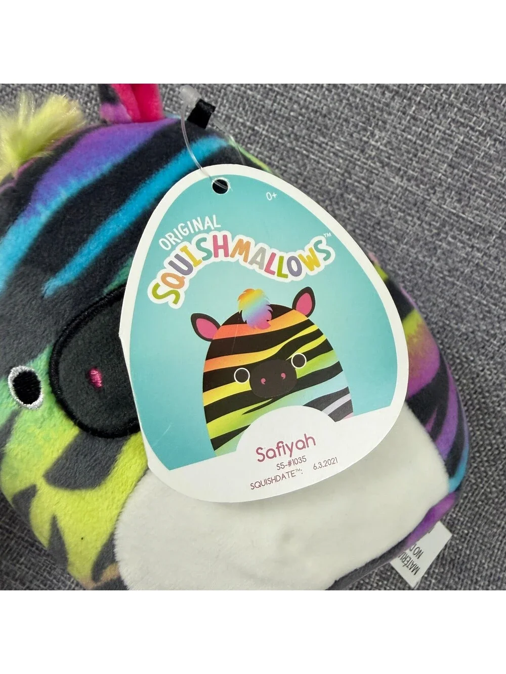 **NWT** Squishmallow Safiyah Rainbow Stripe Zebra 5